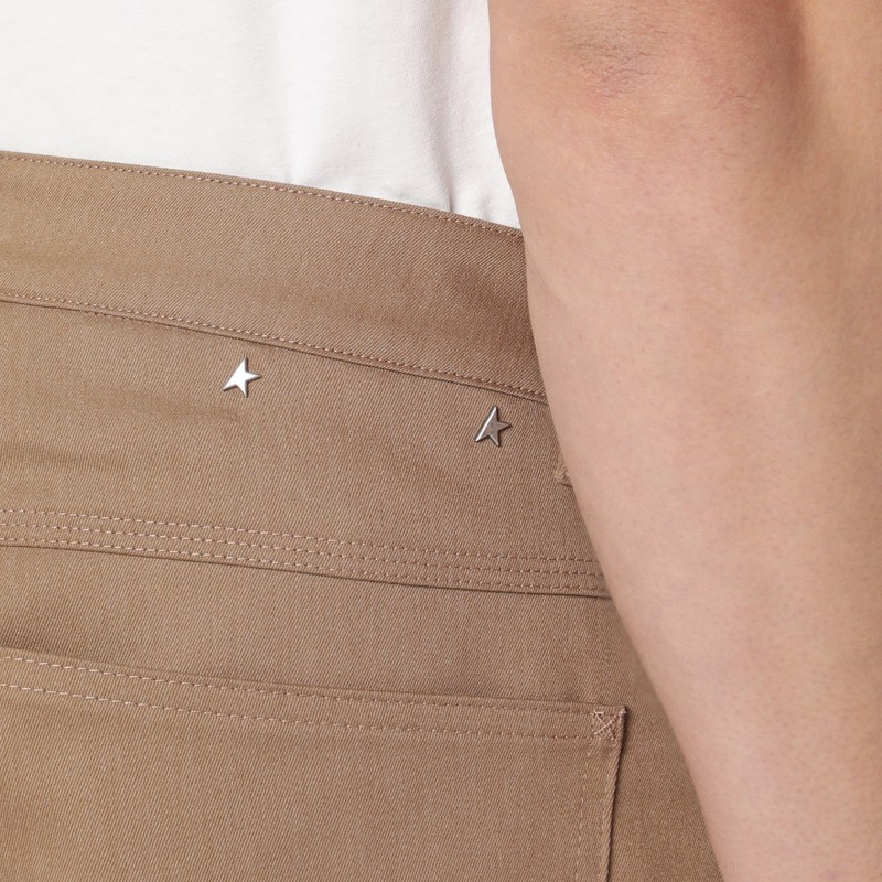 Golden Goose Beige Cotton Jeans With Front Patches In Beige