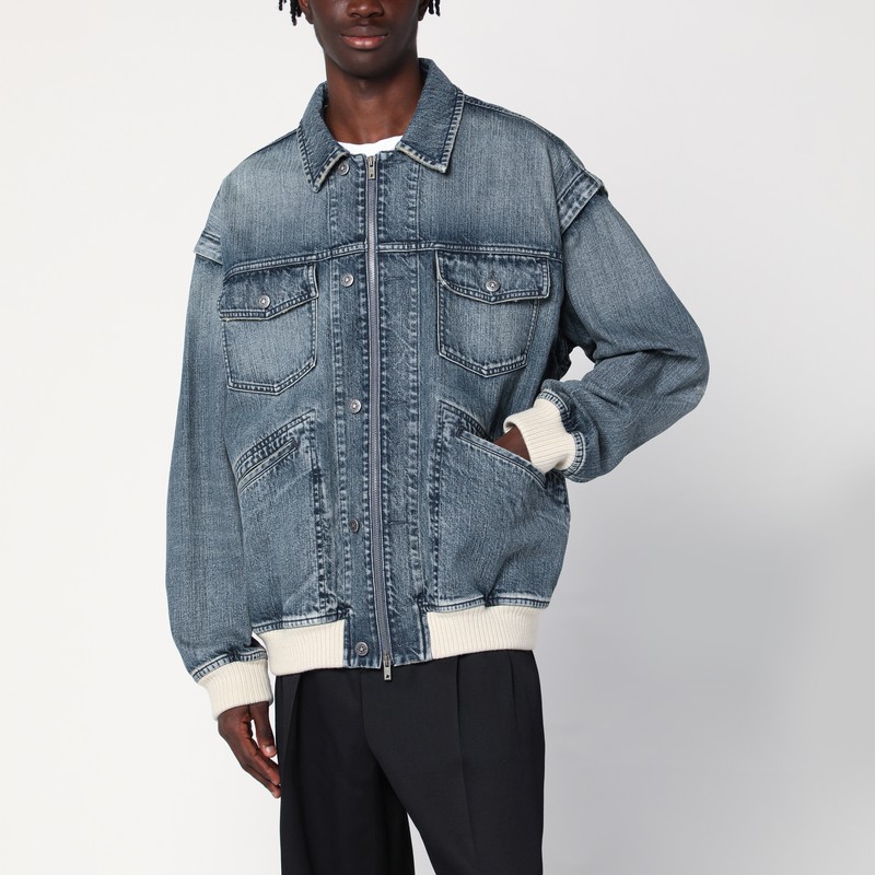 Bomber blue washed effect in denim - Golden Goose - Modalova