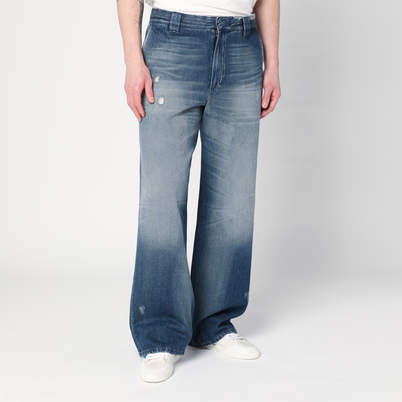 Wide washed jeans with distressing - Golden Goose - Modalova