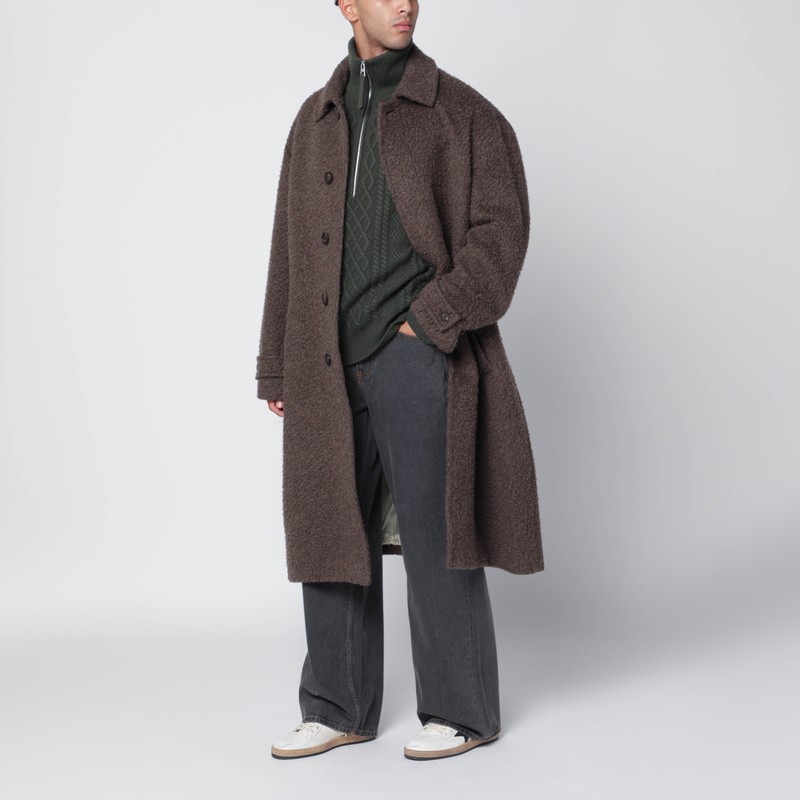 Golden Goose Journey Coat In Wrinkle-effect Wool Blend Men In Brown