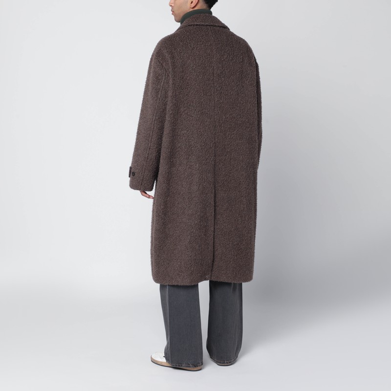 Golden Goose Journey Coat In Wrinkle-effect Wool Blend Men In Brown