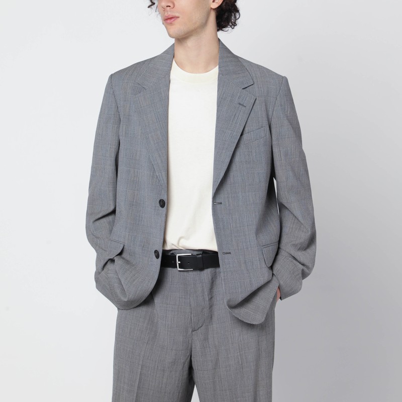 Grey single-breasted Prince of Wales jacket
