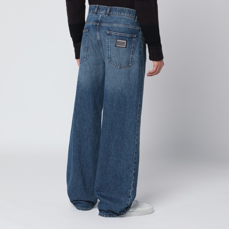 Dolce & Gabbana Blue Washed Over Jeans In Blue