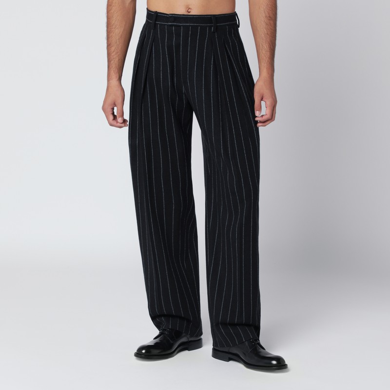 Striped wool-blend trousers