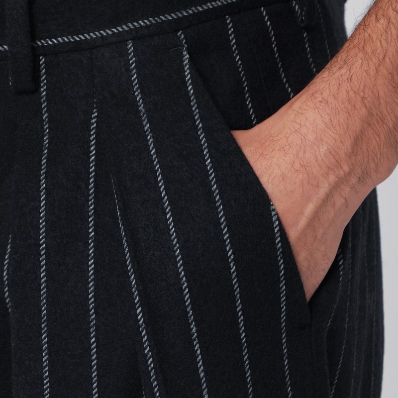 Dolce & Gabbana Striped Wool-blend Trousers In Black
