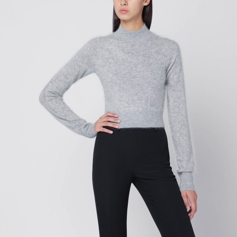 Grey cropped cashmere sweater