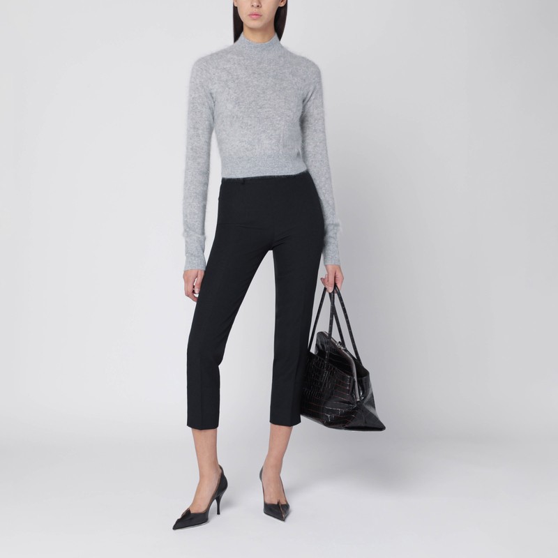 Sportmax Grey Cropped Cashmere Sweater In Gray