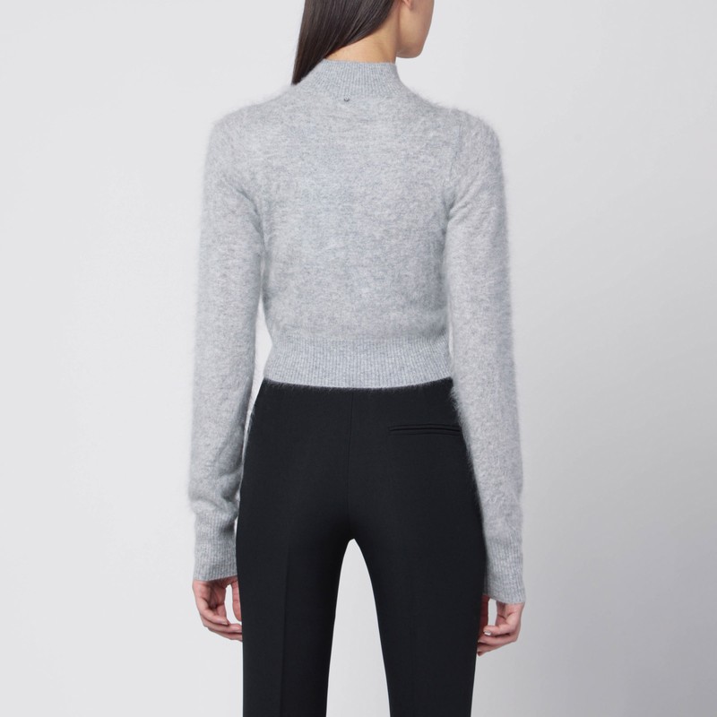 Sportmax Grey Cropped Cashmere Sweater In Gray