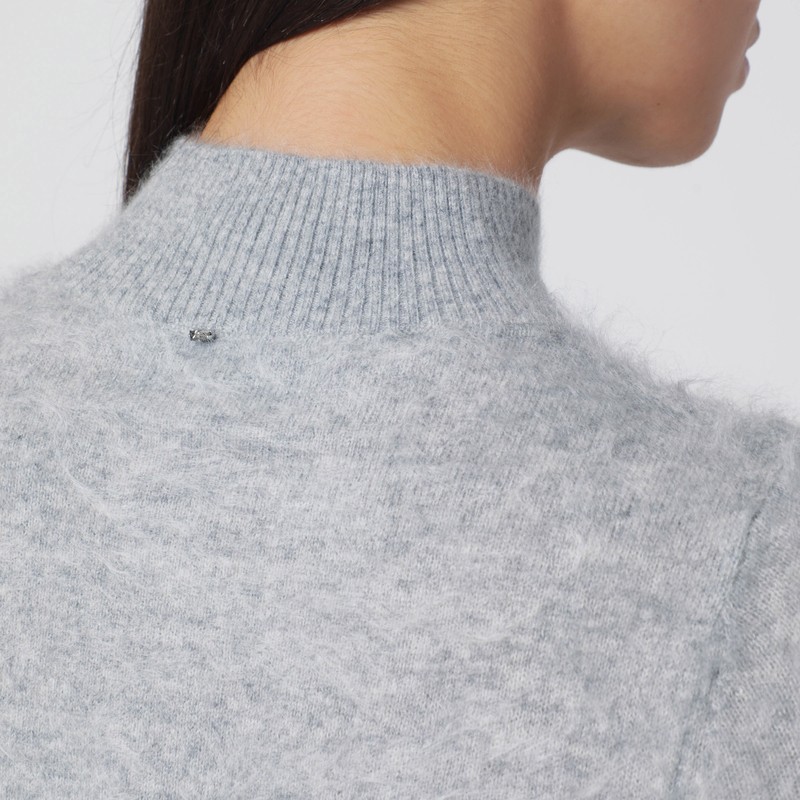 Sportmax Grey Cropped Cashmere Sweater In Gray