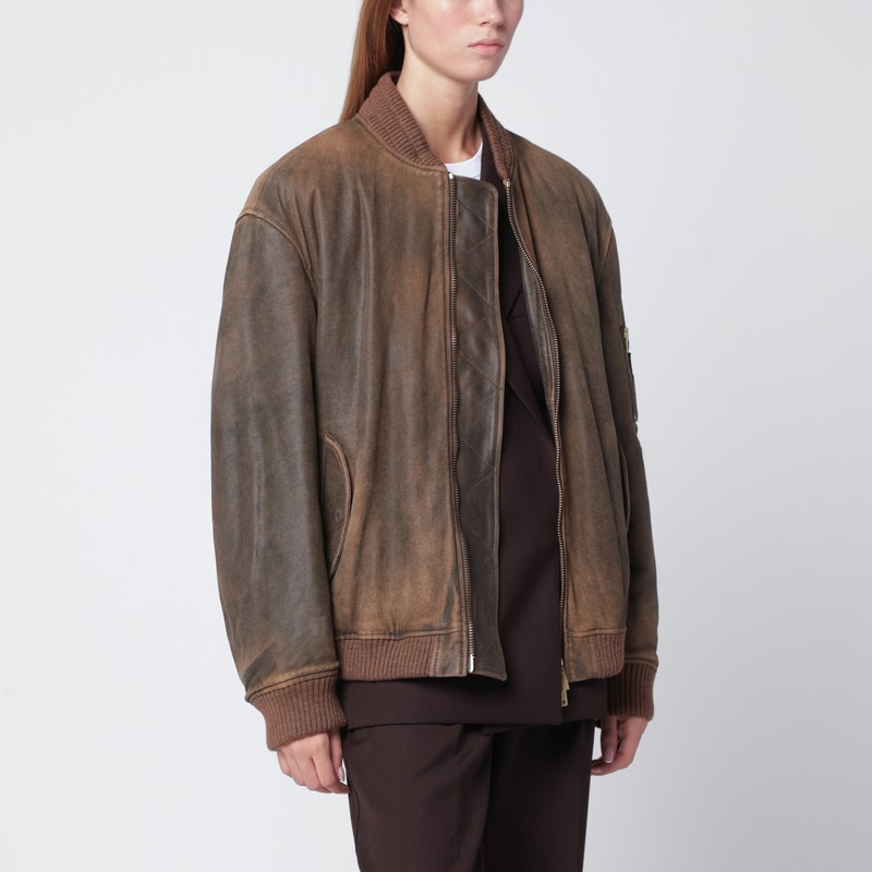 Vintage-effect brown bomber