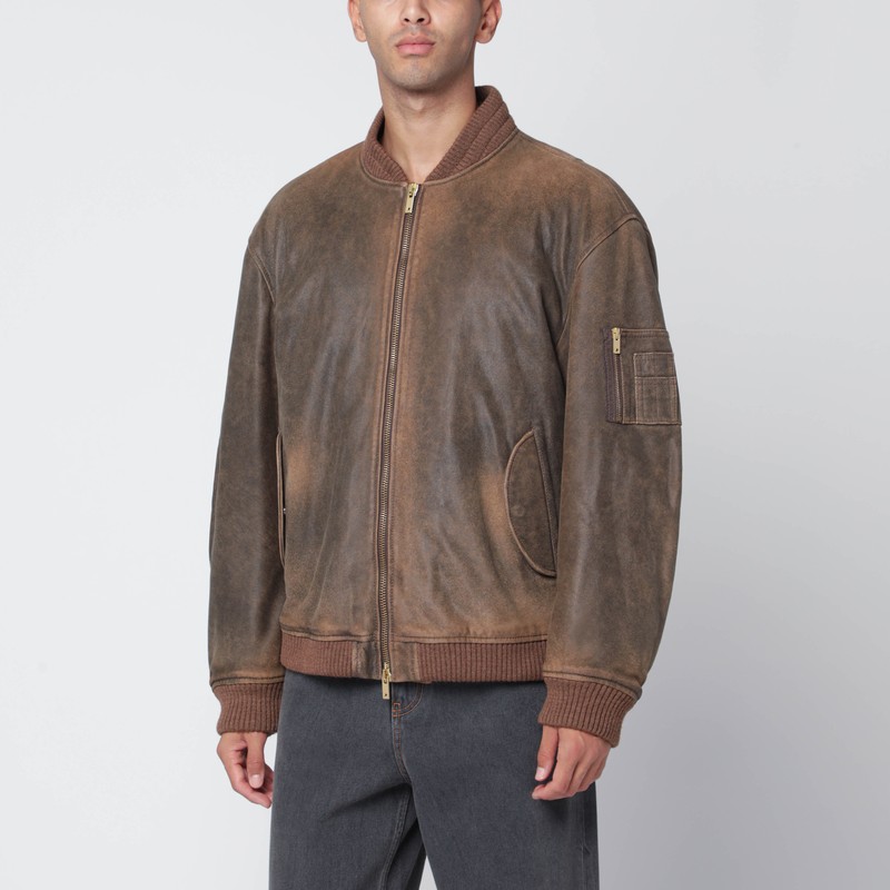 Vintage-effect brown bomber