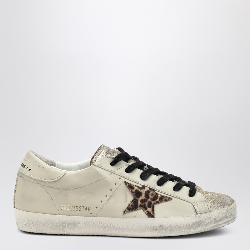 Golden Goose Women Super Star Leather Upper Glitter Toe And Tongue Leather Heel Leopard Horsy Star In Neutral
