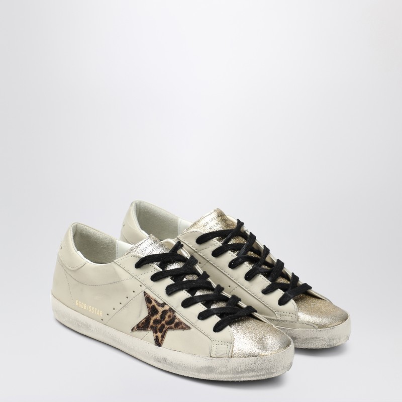 Golden Goose Women Super Star Leather Upper Glitter Toe And Tongue Leather Heel Leopard Horsy Star In Neutral