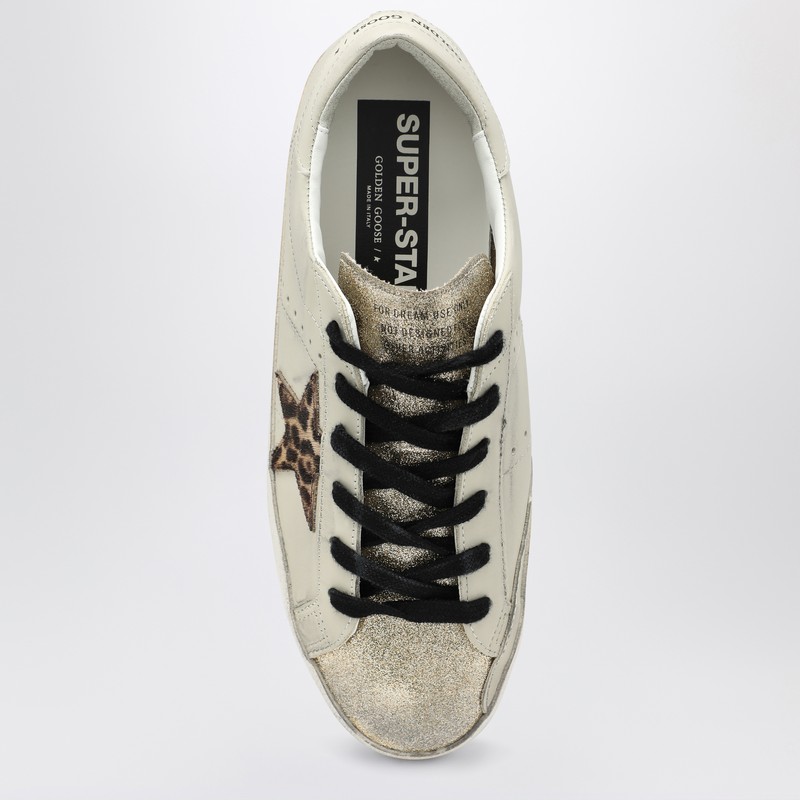 Golden Goose Women Super Star Leather Upper Glitter Toe And Tongue Leather Heel Leopard Horsy Star In Neutral