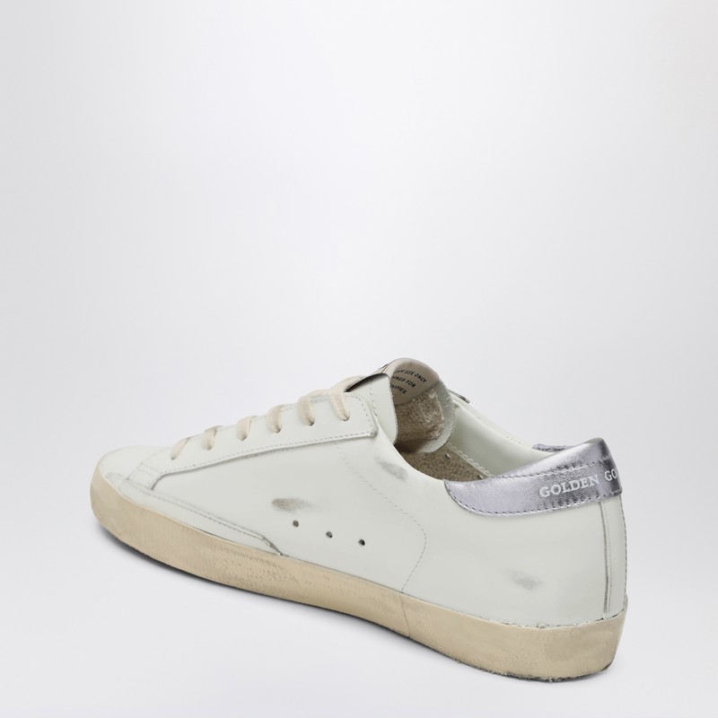 Golden Goose Super Star Leather Upper And Toe Glitter Star Laminated Heel In White