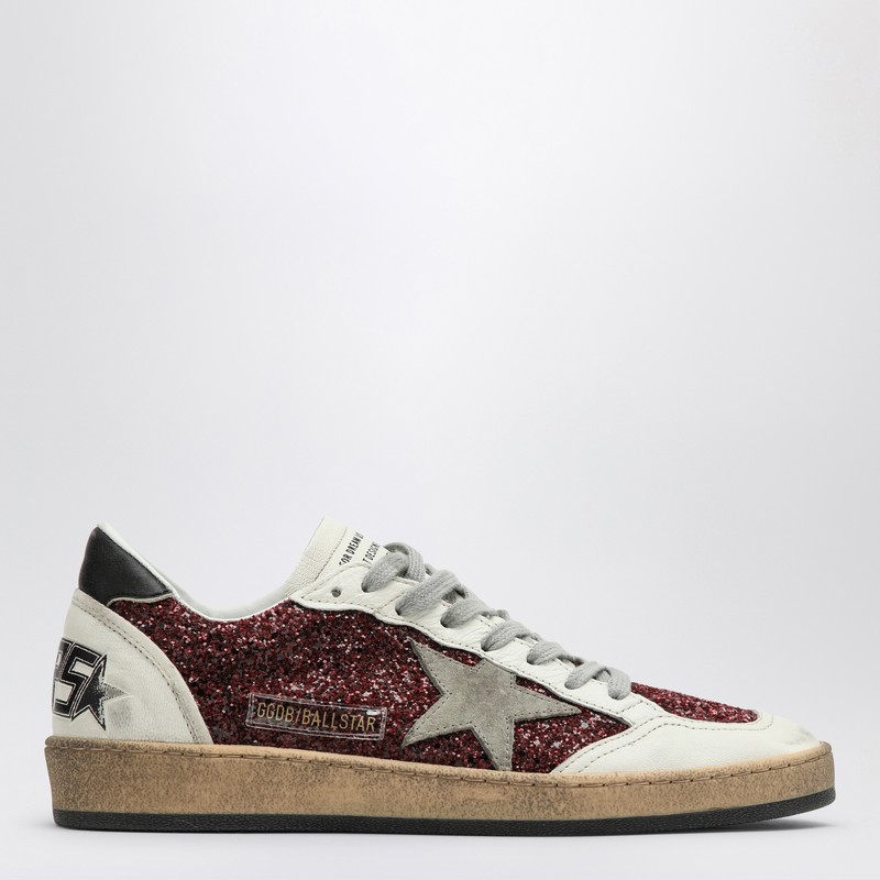GOLDEN GOOSE GOLDEN GOOSE SNEAKERS BALL STAR WITH BURGUNDY GLITTER