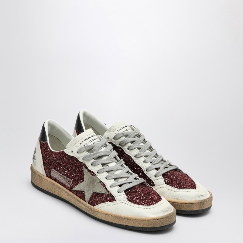 GOLDEN GOOSE GOLDEN GOOSE SNEAKERS BALL STAR WITH BURGUNDY GLITTER