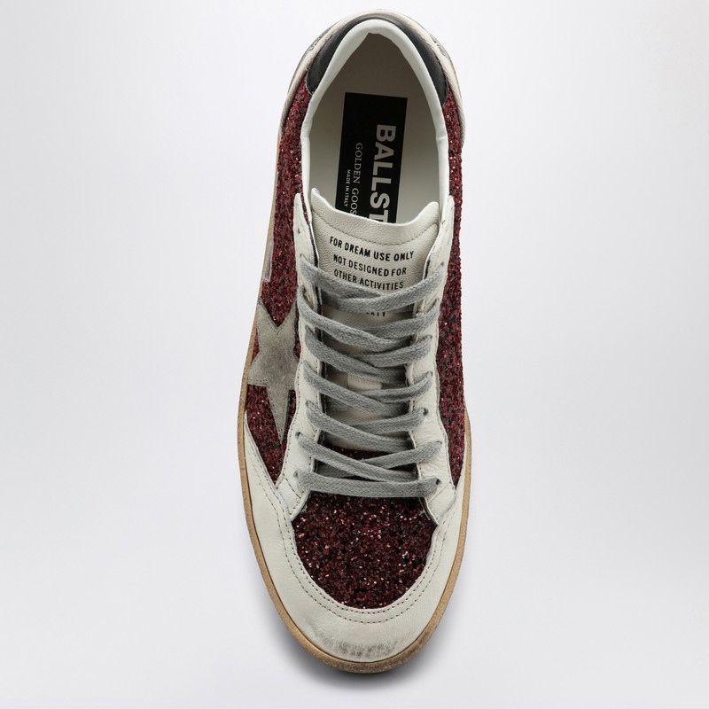 GOLDEN GOOSE GOLDEN GOOSE SNEAKERS BALL STAR WITH BURGUNDY GLITTER