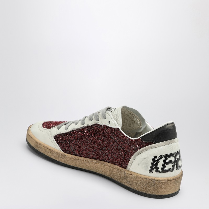 GOLDEN GOOSE GOLDEN GOOSE SNEAKERS BALL STAR WITH BURGUNDY GLITTER