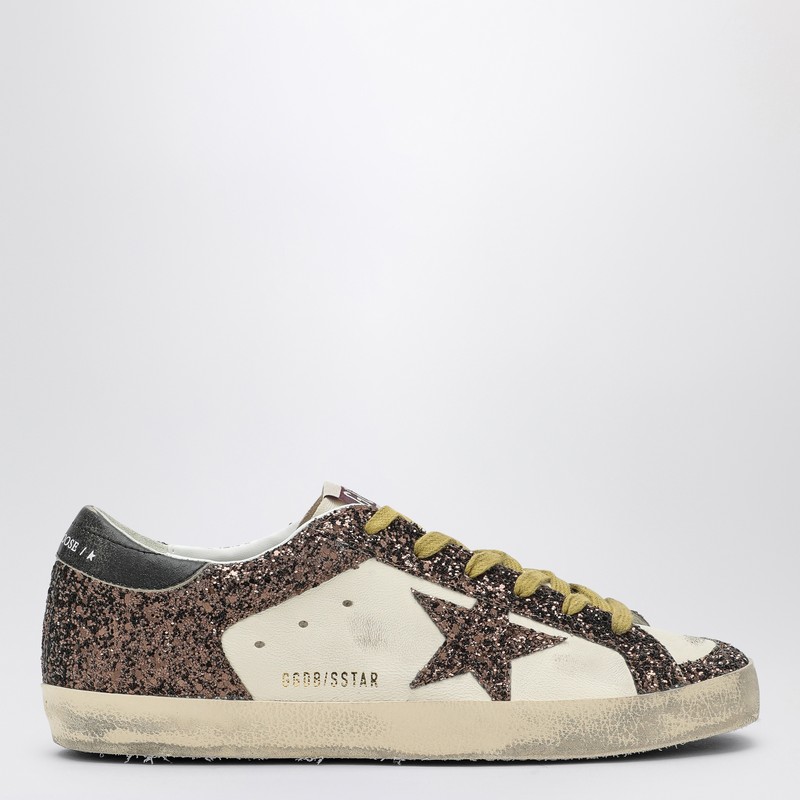 Super-star white/brown sneakers with glitter