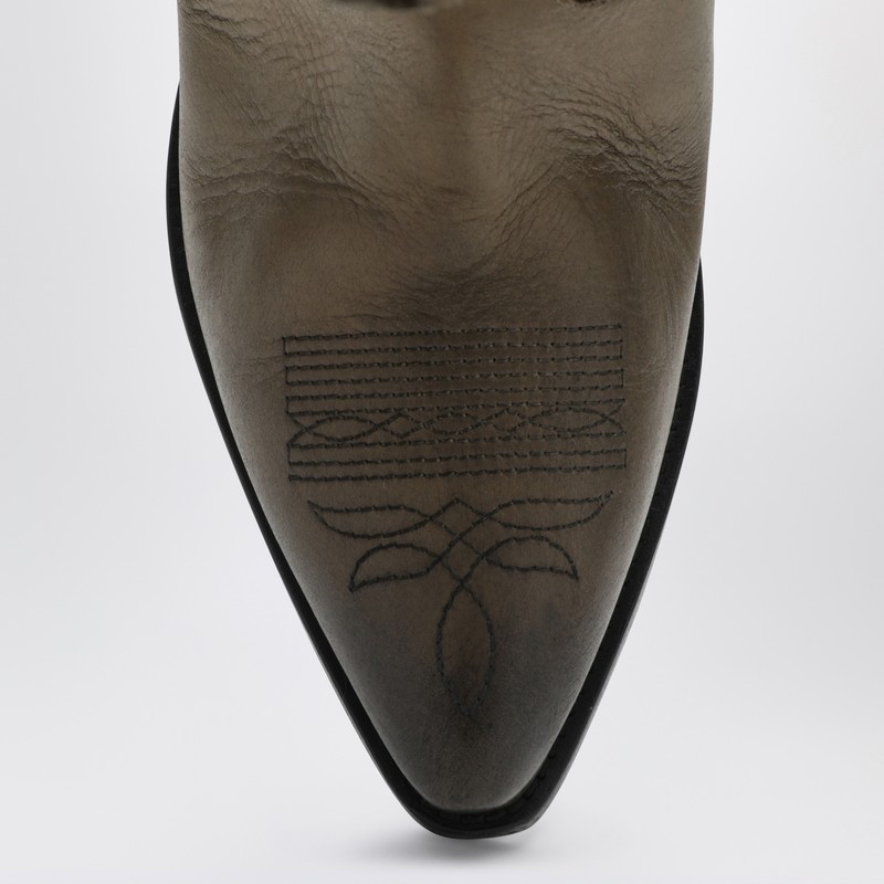 Golden Goose Two-tone Western Style Boots With Stitching Embellishments In Animal Print