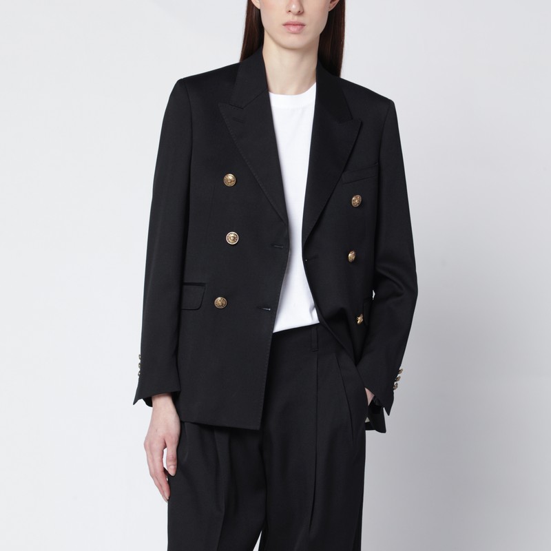 Black double-breasted wool jacket