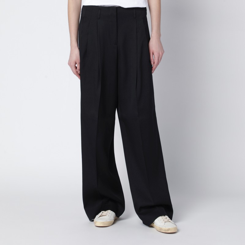 Golden Goose Wide Black Wool Trousers