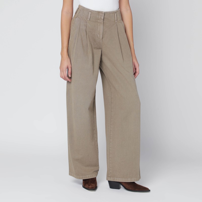 Wide khaki green trousers