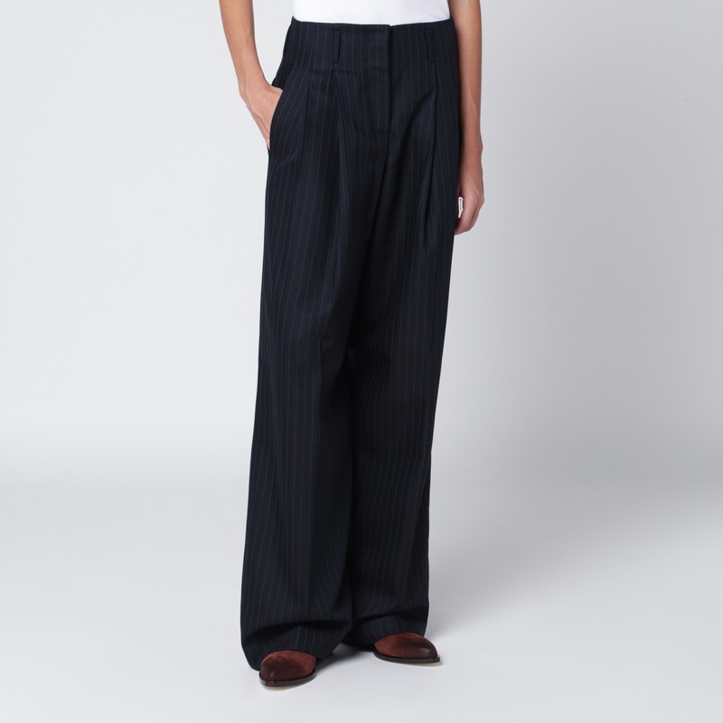 Navy blue pinstripe trousers
