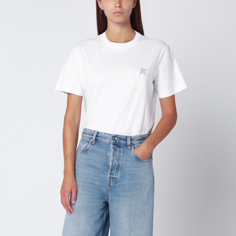 Star white cotton crew-neck T-shirt