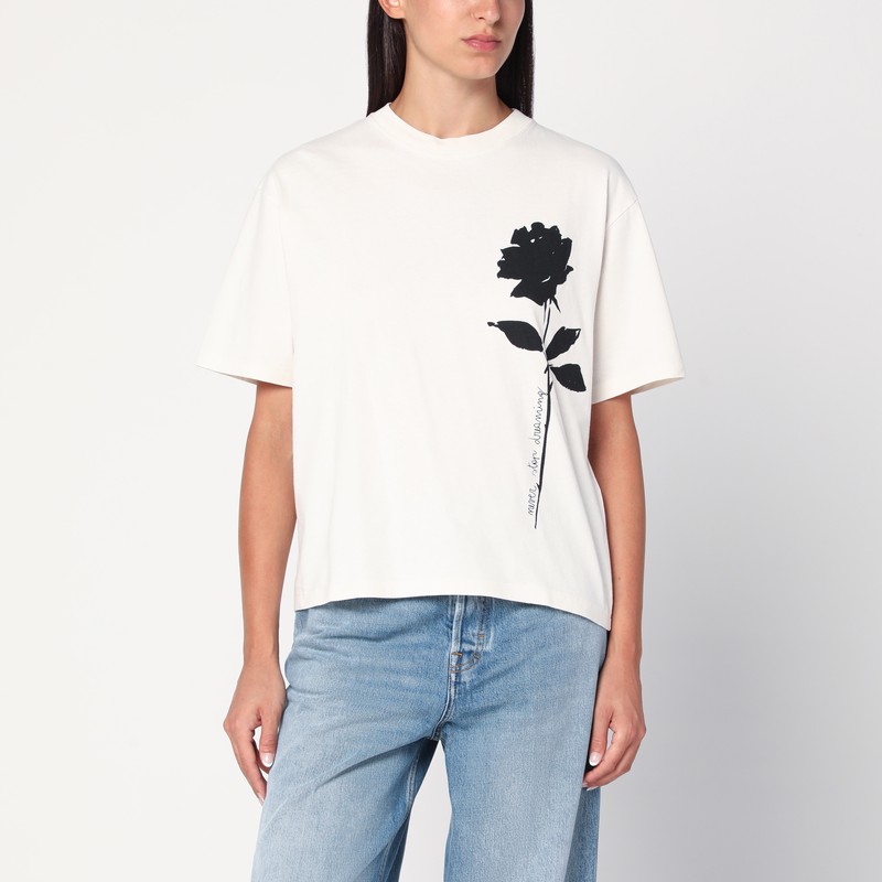 White T-shirt with rose