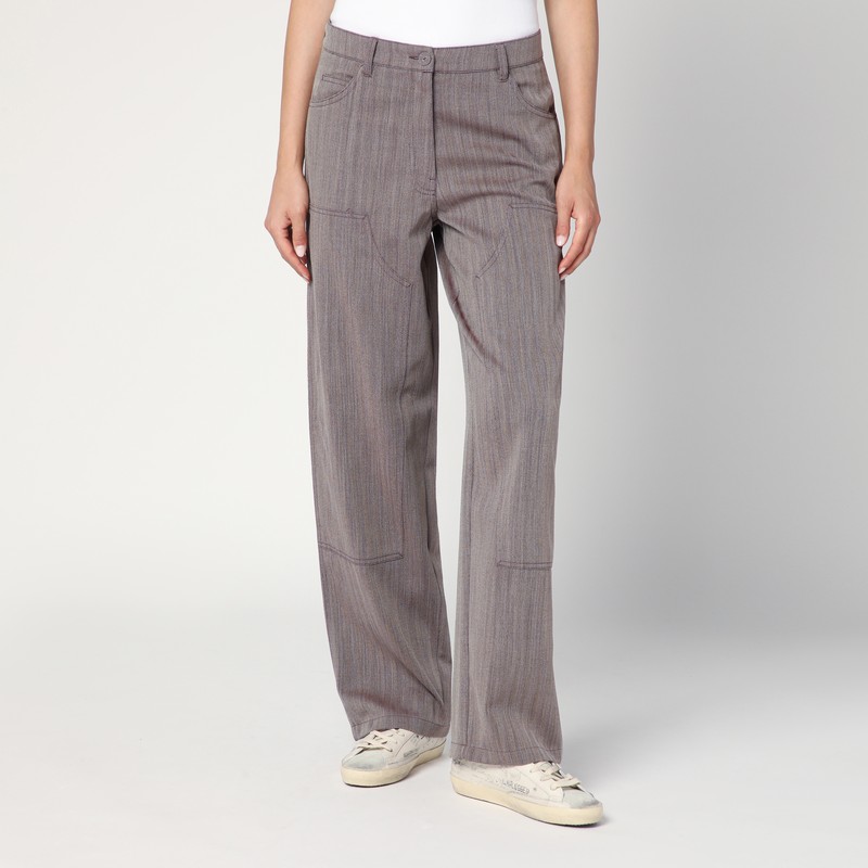 Light brown pants in chevron wool blend