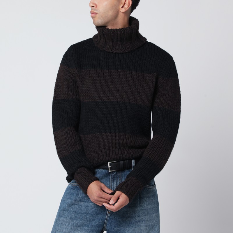 Striped wool-blend turtleneck sweater