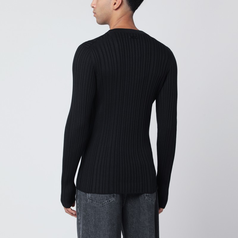 Dolce & Gabbana Black Ribbed Silk And Cotton Sweater In Black