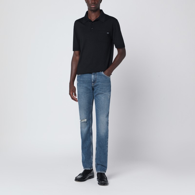 Dolce & Gabbana Faded-effect Slim Blue Jeans In Blue