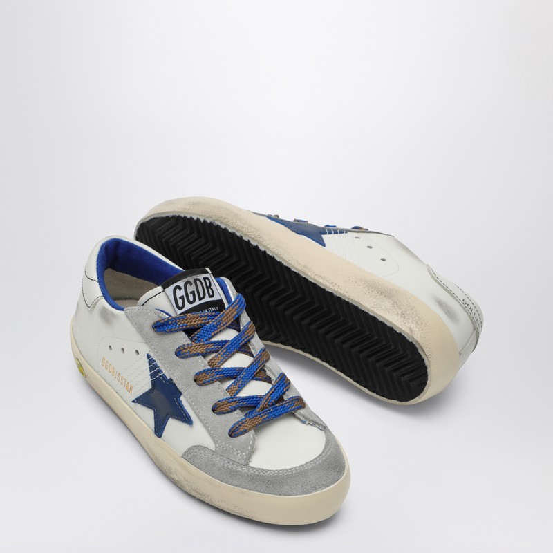 Golden Goose Super-star Sneaker In Blue Leather And Ice Suede In Blue
