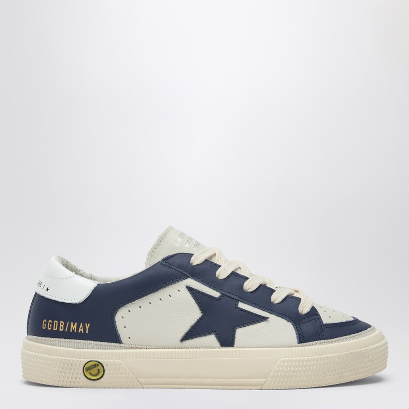 Golden Goose Girls Green Kids May Panelled Leather Low-top Trainers 6-9 Years In Blue