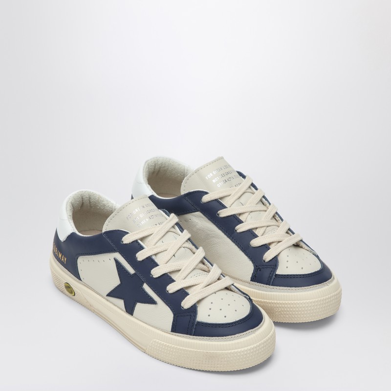 Golden Goose Girls Green Kids May Panelled Leather Low-top Trainers 6-9 Years In Blue