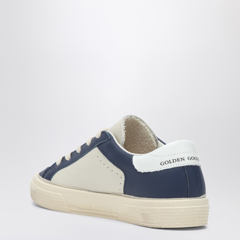 Golden Goose Girls Green Kids May Panelled Leather Low-top Trainers 6-9 Years In Blue