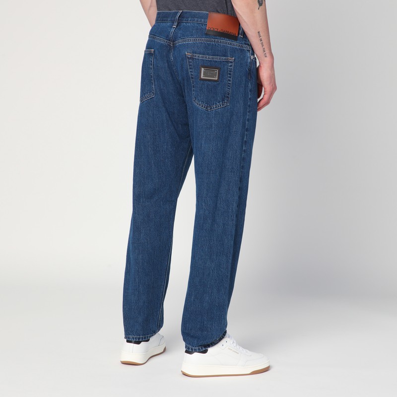 Dolce & Gabbana Dolce&gabbana Blue Denim Jeans With Logo Tag In Blue