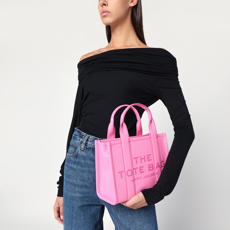 Marc Jacobs Fluo Pink Leather The Small Tote Bag In Pink