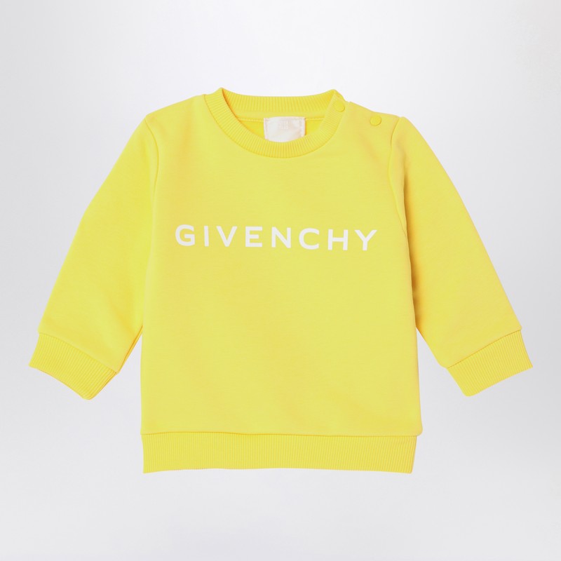 Yellow cotton blend sweatshirt with logo