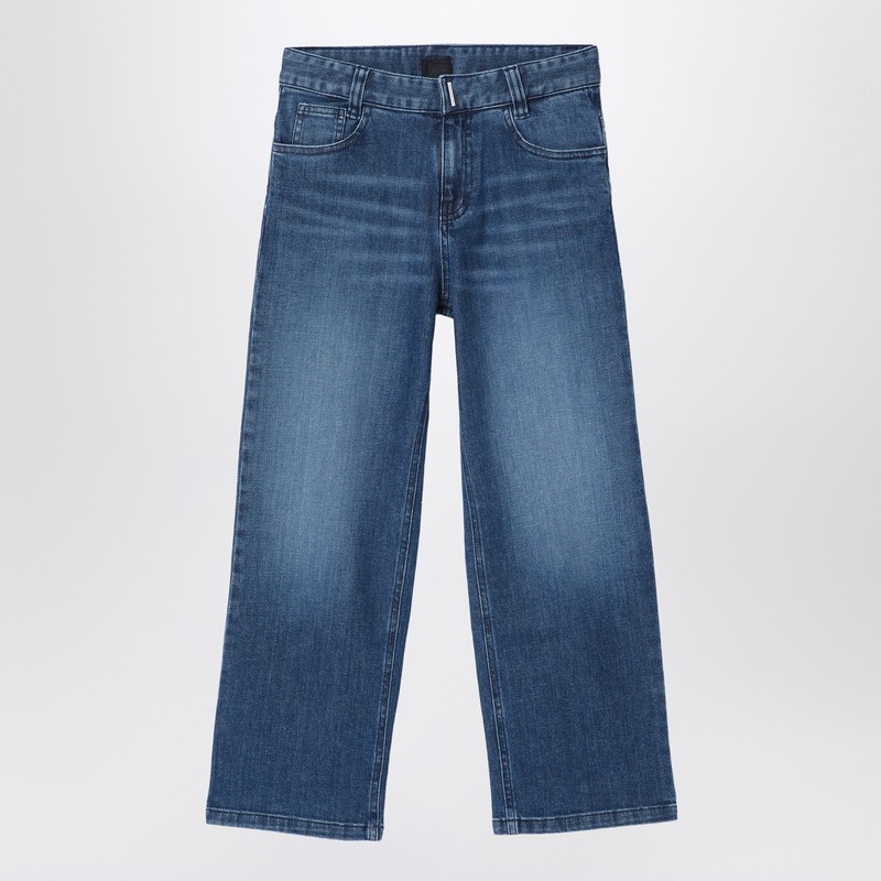 Blue washed-effect jeans