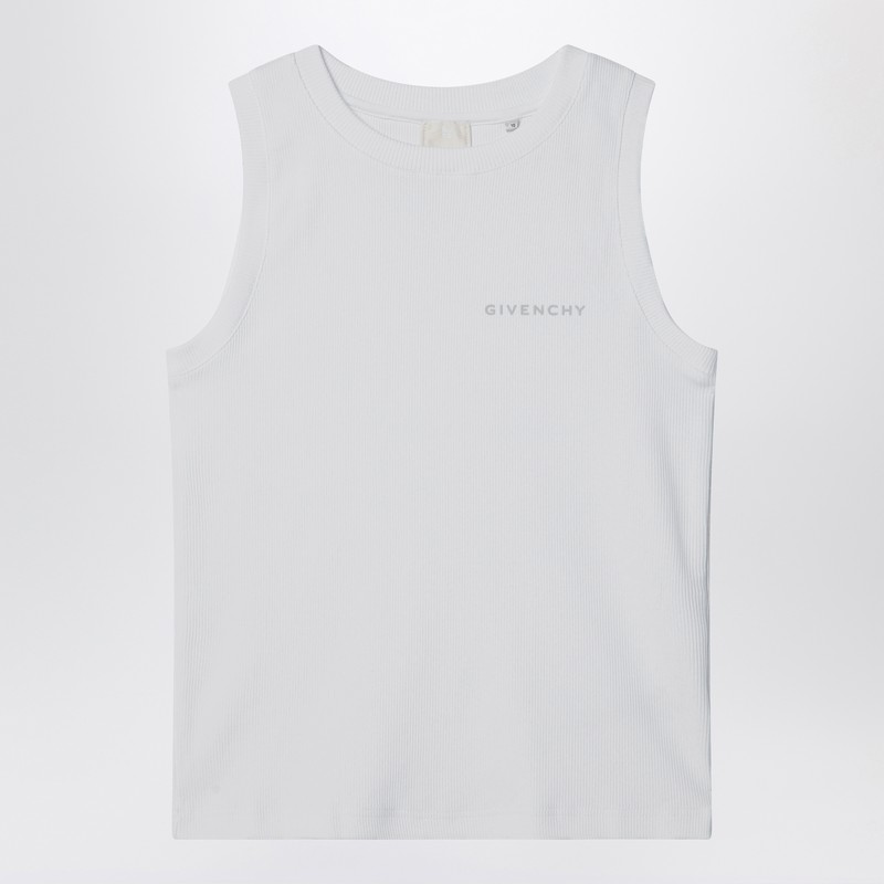 Givenchy White Ribbed Tank Top With Logo In White