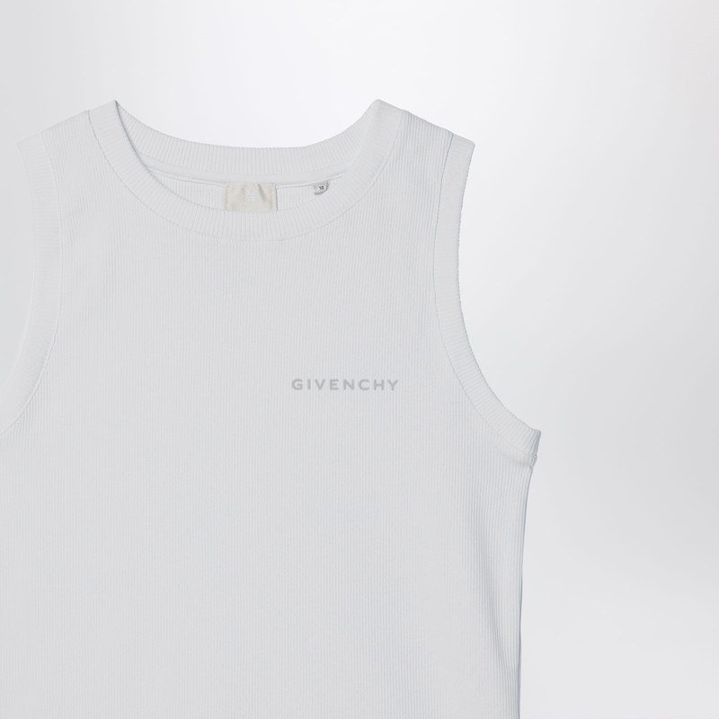 Givenchy White Ribbed Tank Top With Logo In White