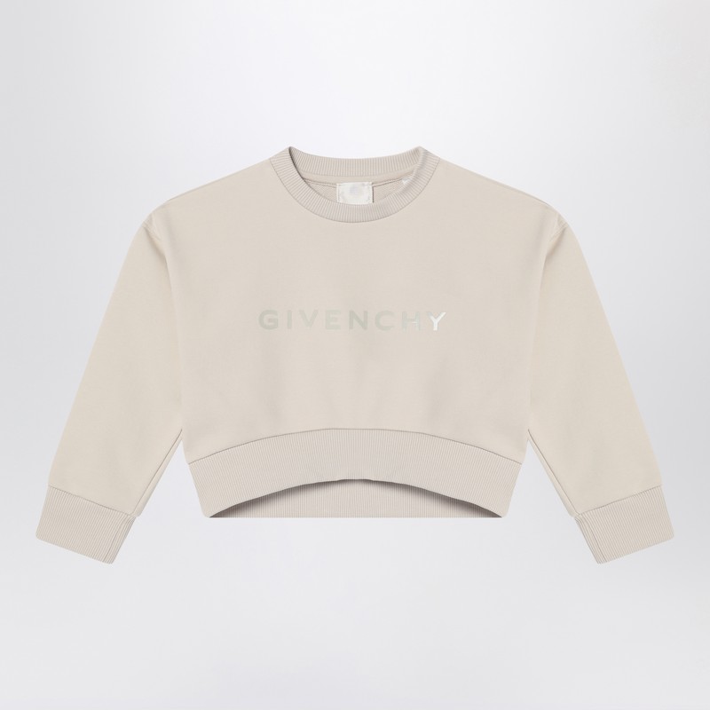 Givenchy Cream-colored Cropped Sweatshirt With Logo In Beige