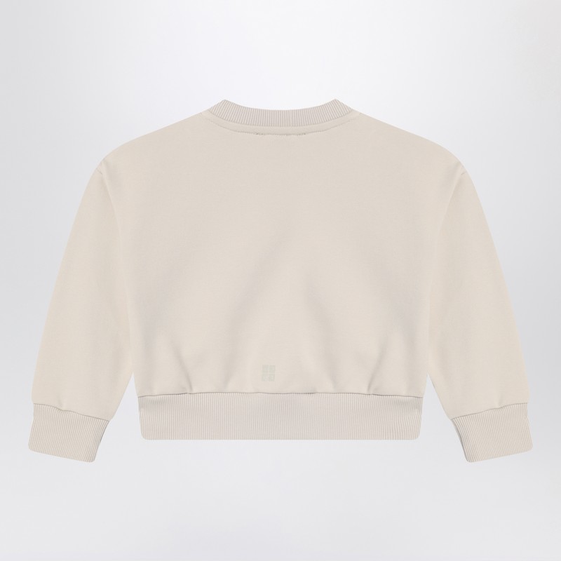 Givenchy Cream-colored Cropped Sweatshirt With Logo In Beige