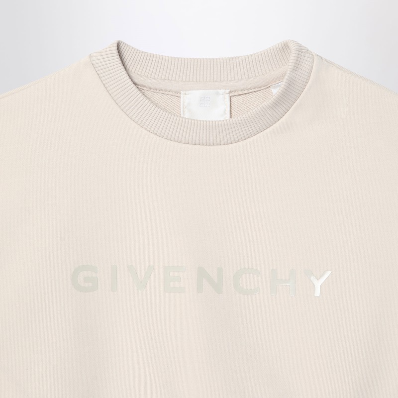 Givenchy Cream-colored Cropped Sweatshirt With Logo In Beige