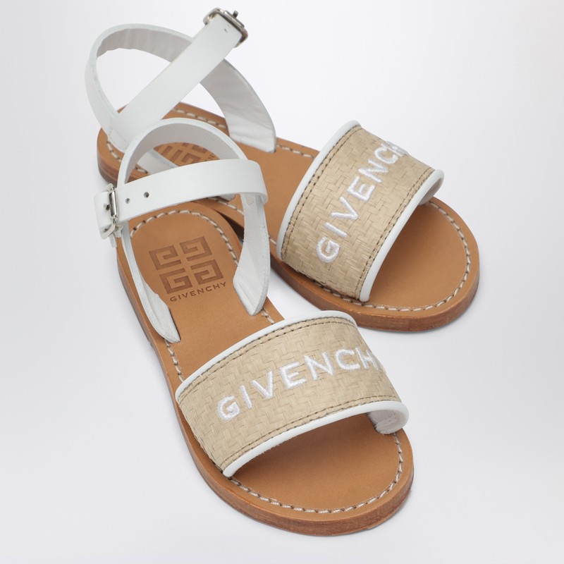 Givenchy White/beige Sandals With Logo In White
