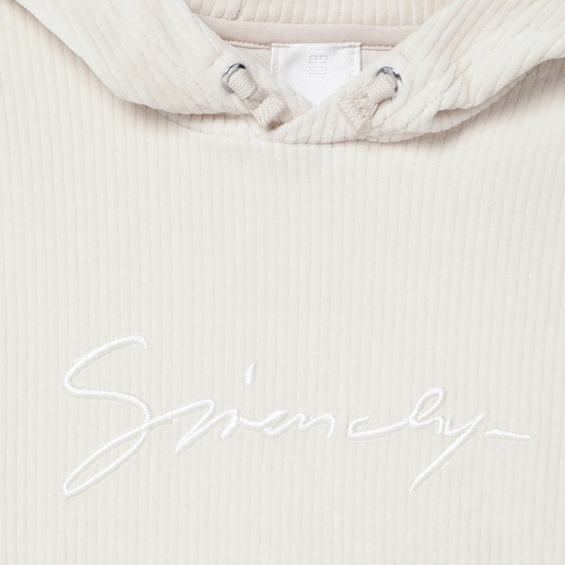 Givenchy Cream Ribbed Hoodie In Neutral